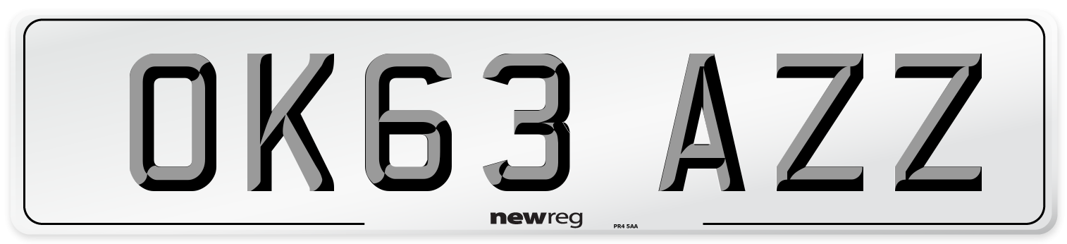 OK63 AZZ Number Plate from New Reg